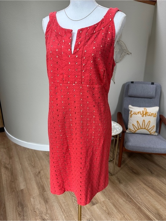 Donna Ricco Dresses & Skirts - Donna Ricco Coral cotton Eyelet Midi sleeveless Dress